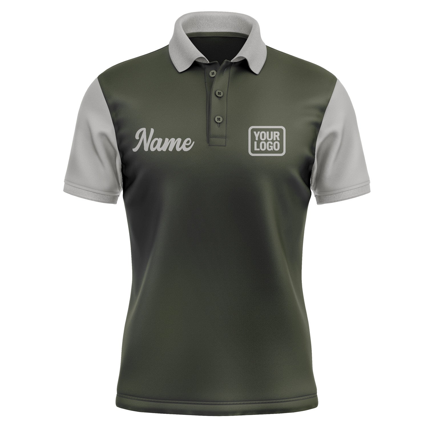 Custom Olive Gray Short-Sleeve Polo Shirt PO020404B104