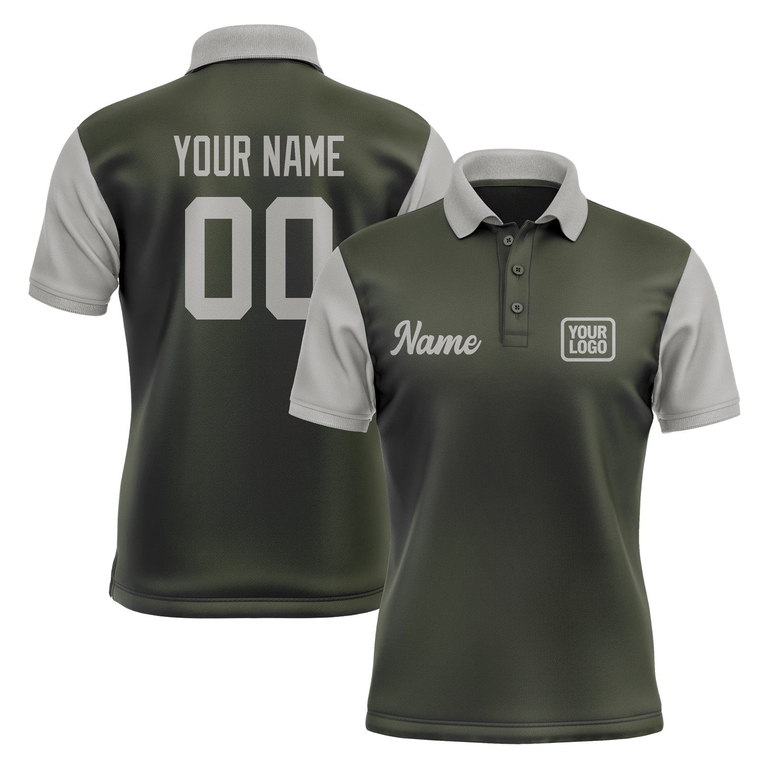Custom Olive Gray Short-Sleeve Polo Shirt PO020404B104