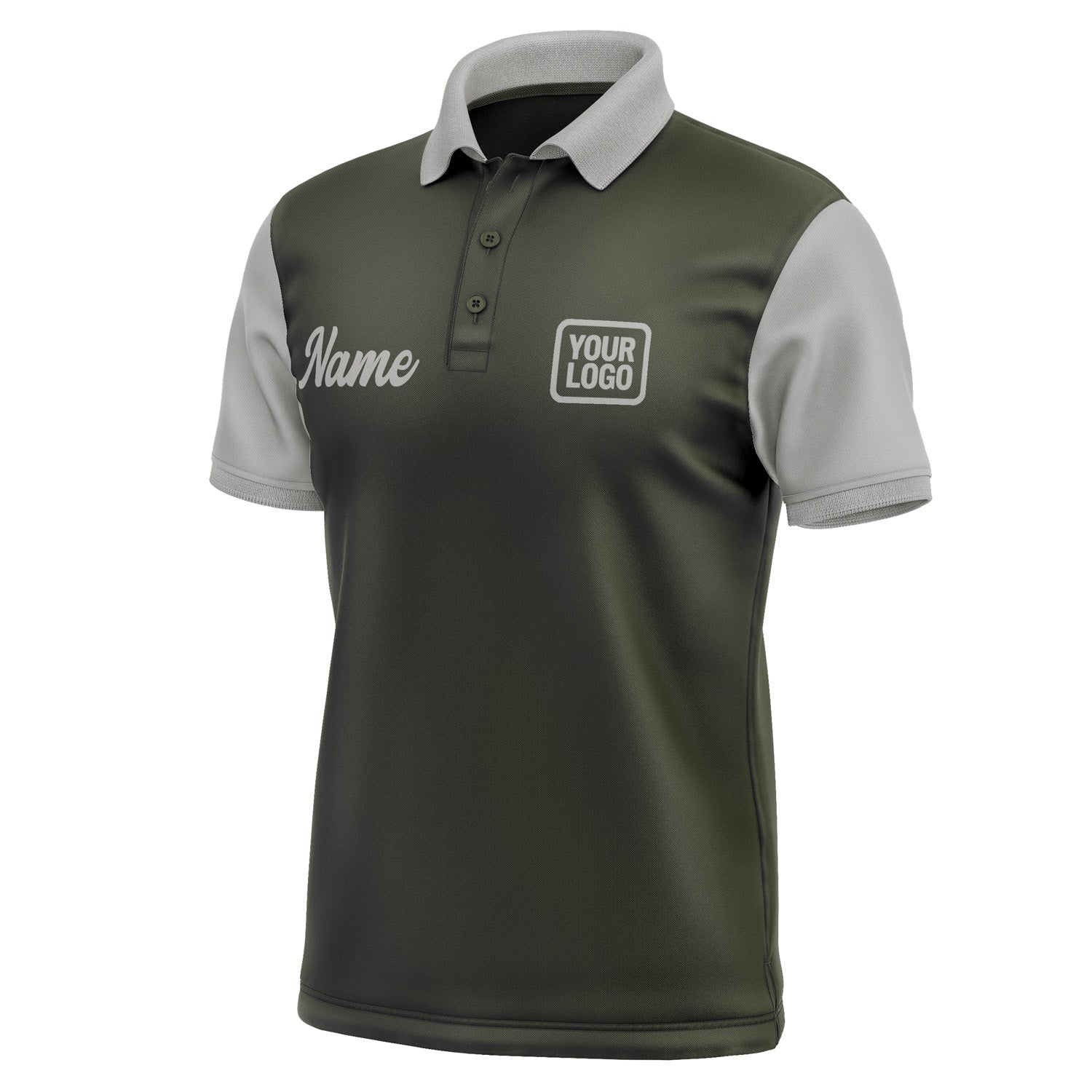 Custom Olive Gray Short-Sleeve Polo Shirt PO020404B104