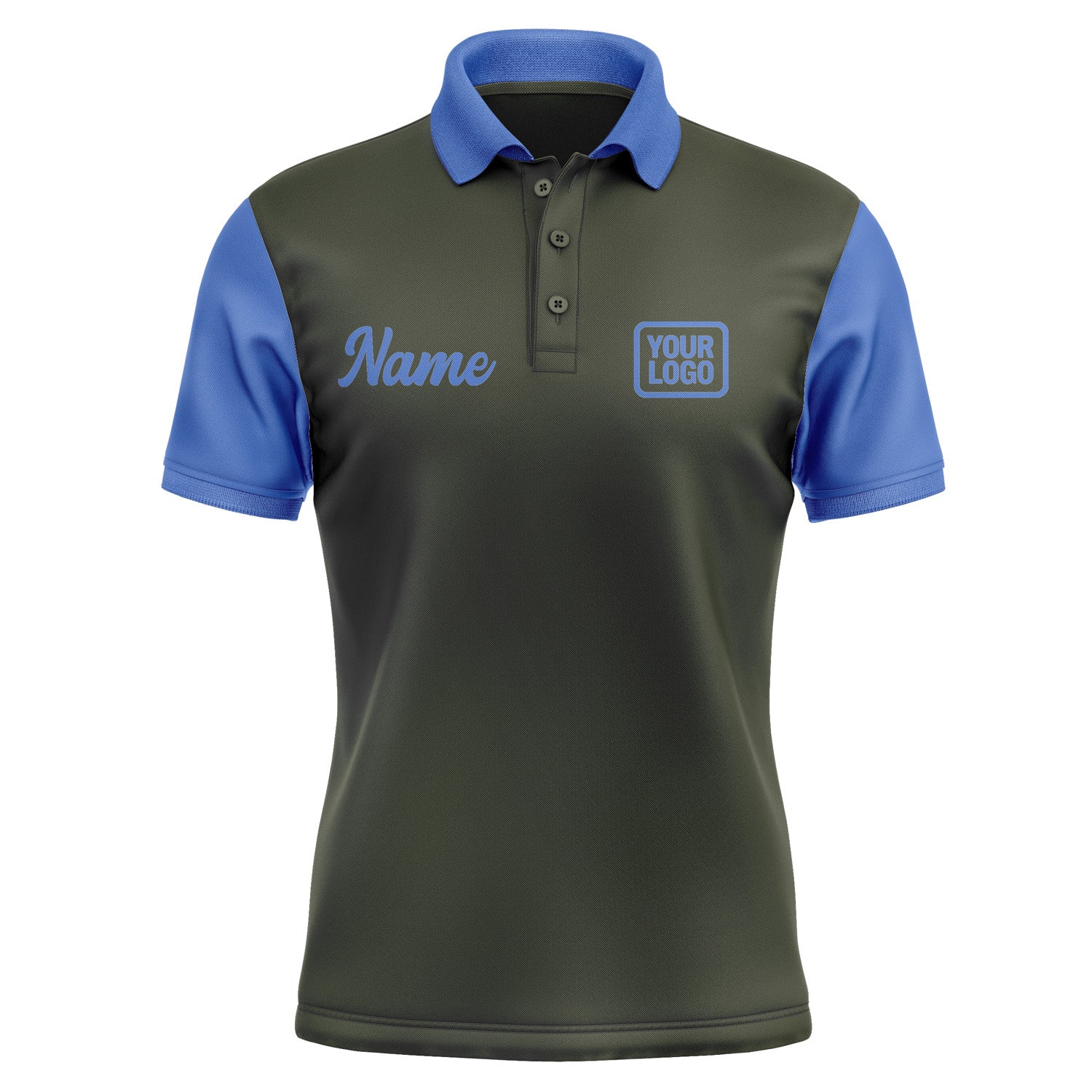 Custom Olive Sky Blue Short-Sleeve Polo Shirt PO020909B109