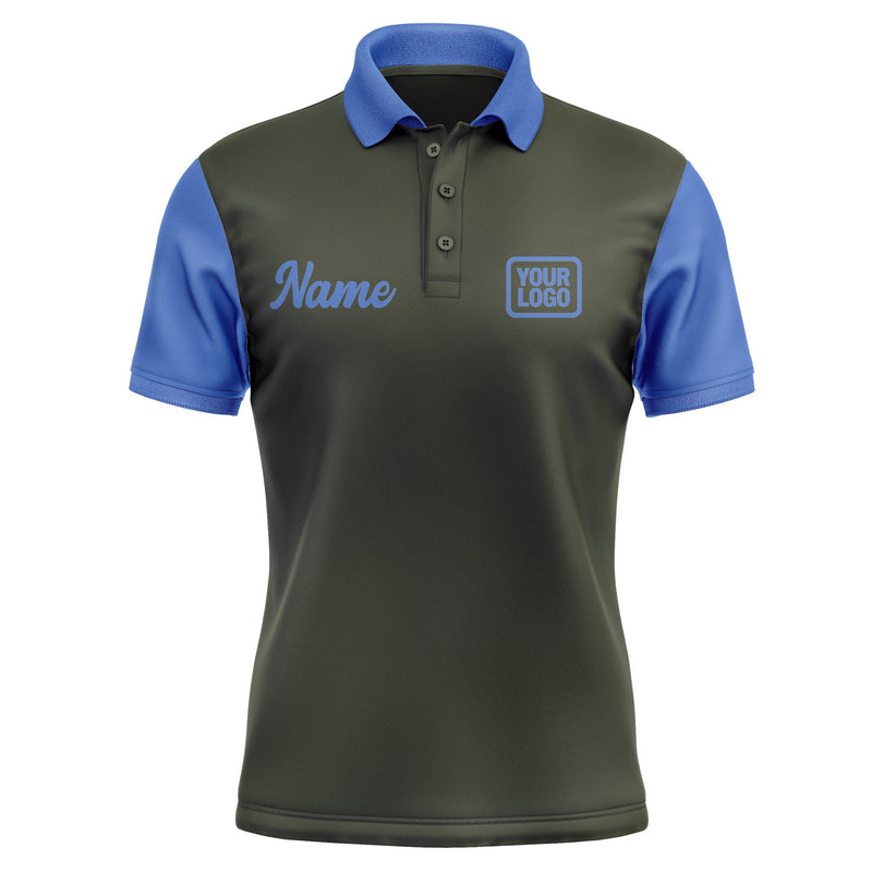 Custom Olive Sky Blue Short-Sleeve Polo Shirt PO020909B109