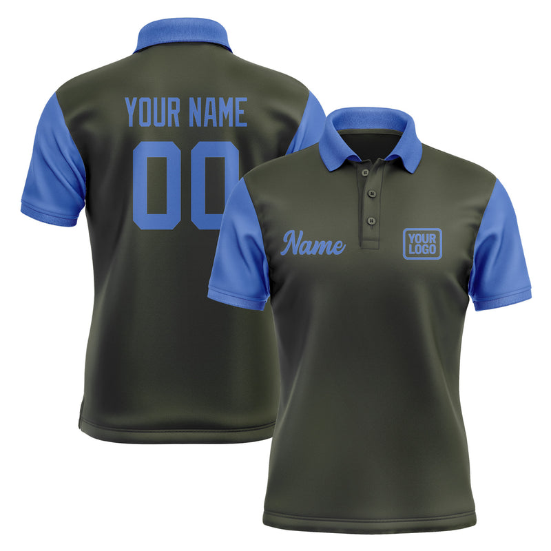 Custom Olive Sky Blue Short-Sleeve Polo Shirt PO020909B109