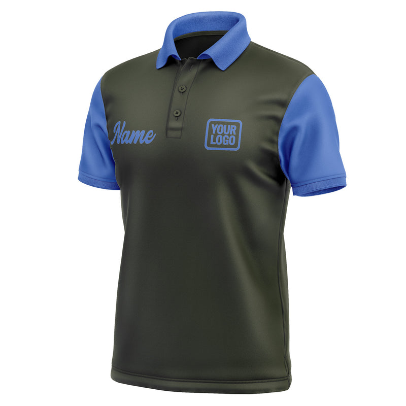 Custom Olive Sky Blue Short-Sleeve Polo Shirt PO020909B109