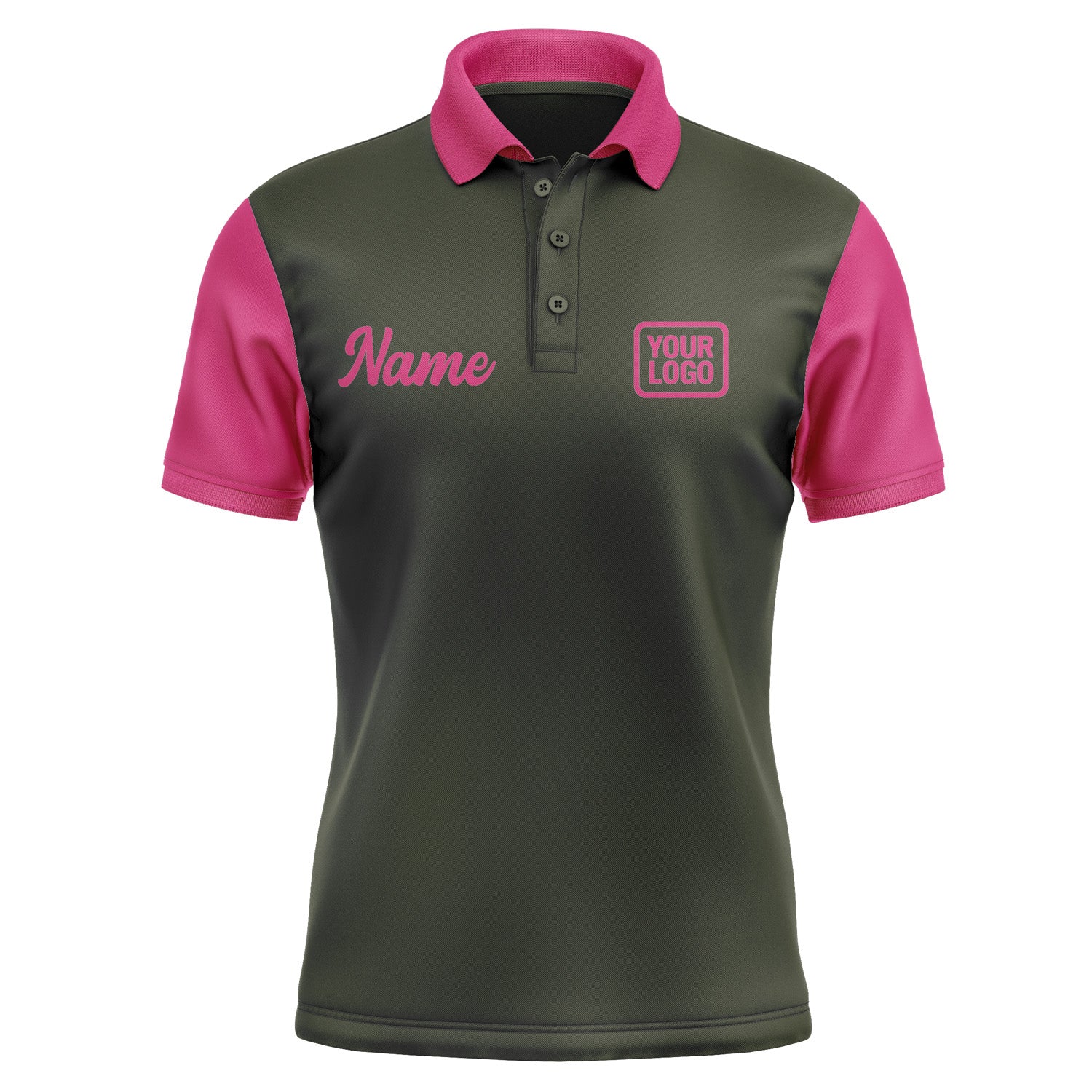 Custom Olive Pink Short-Sleeve Polo Shirt PO021313B113