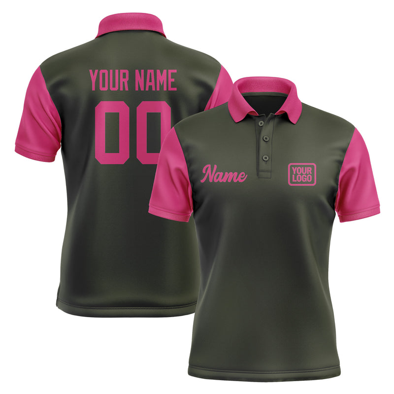Custom Olive Pink Short-Sleeve Polo Shirt PO021313B113