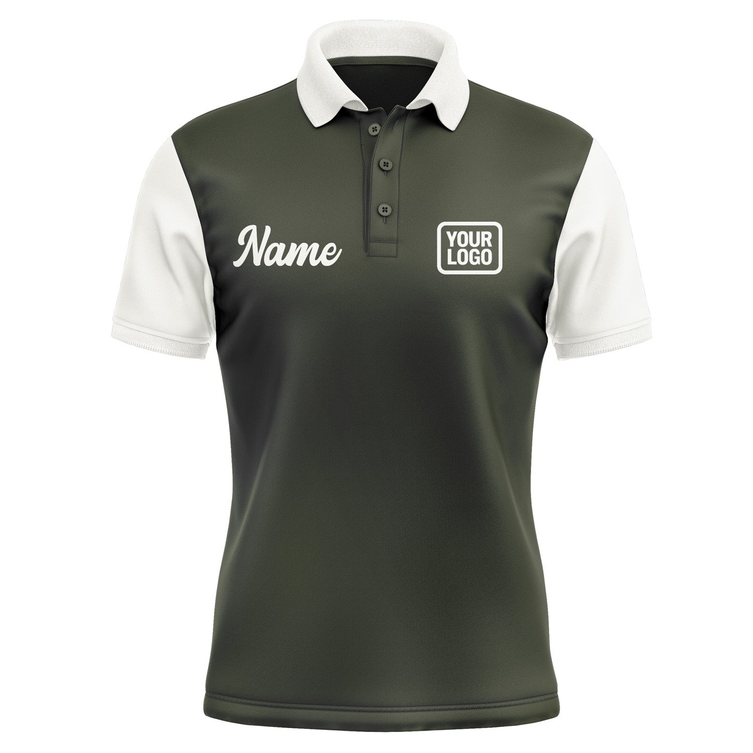 Custom Olive White Short-Sleeve Polo Shirt PO021818B118