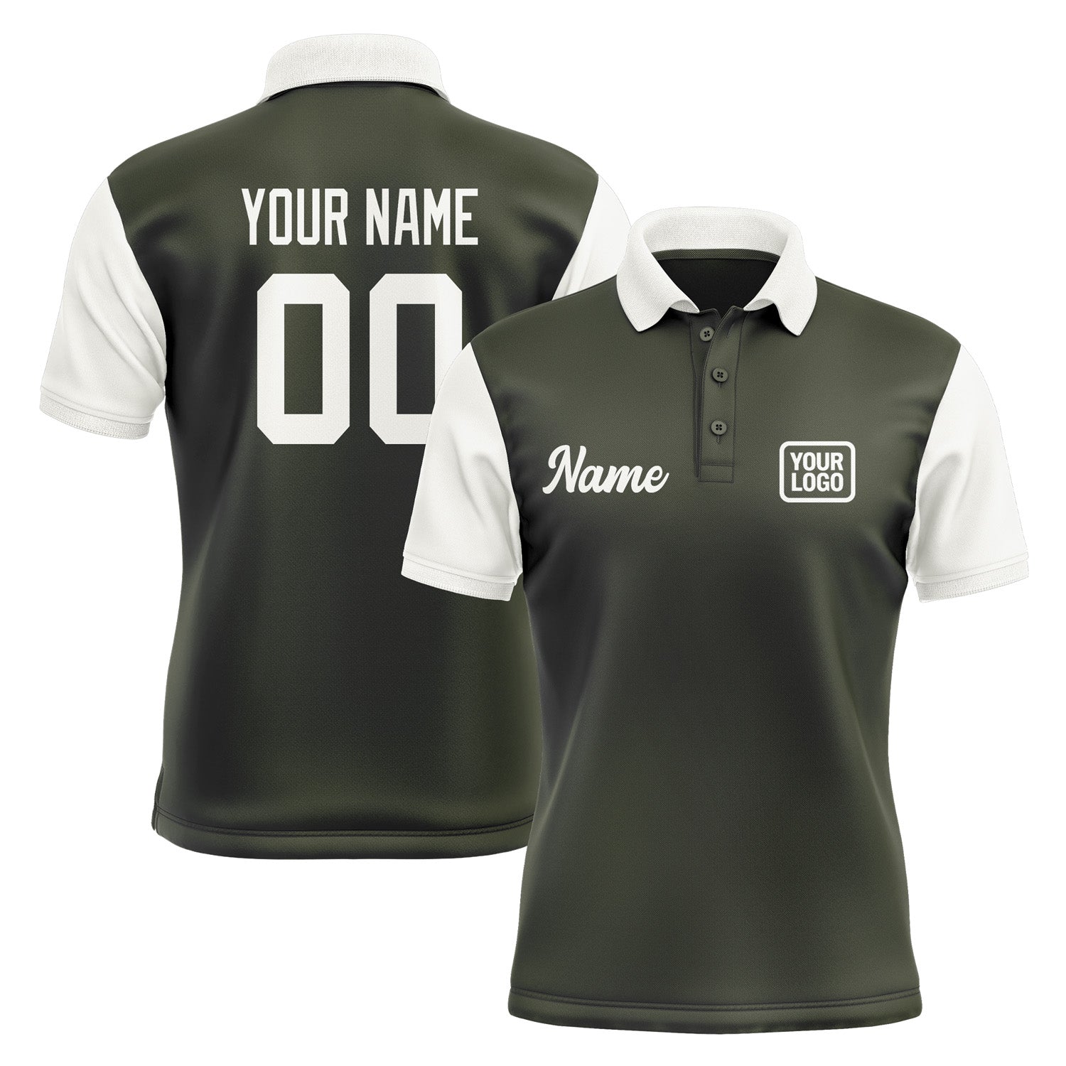 Custom Olive White Short-Sleeve Polo Shirt PO021818B118
