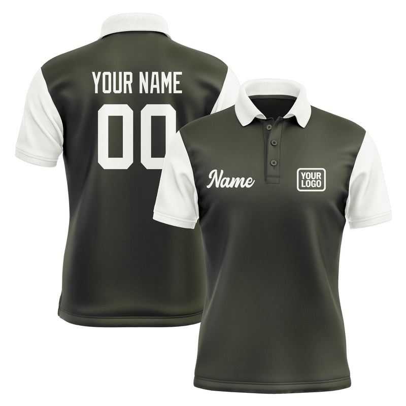 Custom Olive White Short-Sleeve Polo Shirt PO021818B118