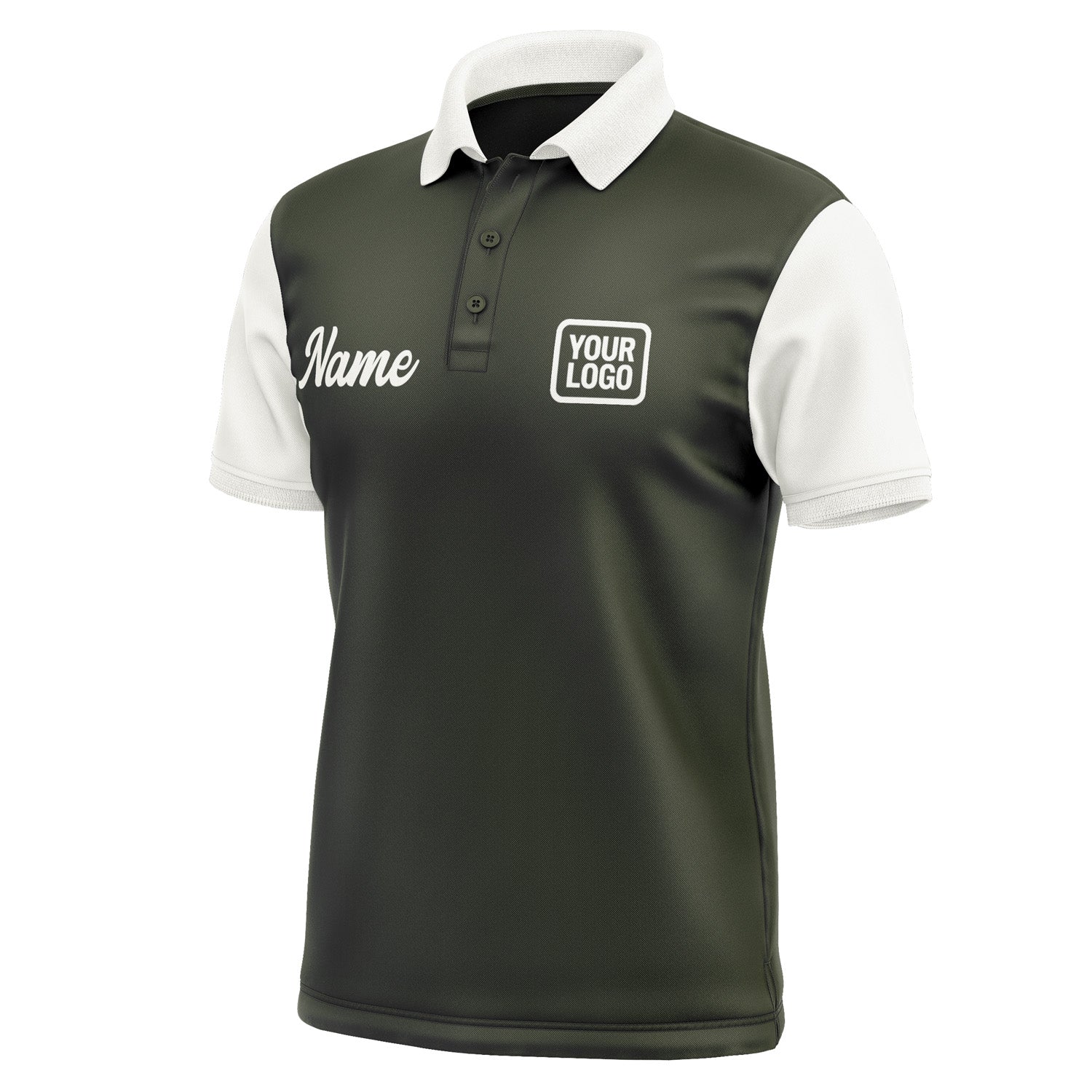 Custom Olive White Short-Sleeve Polo Shirt PO021818B118