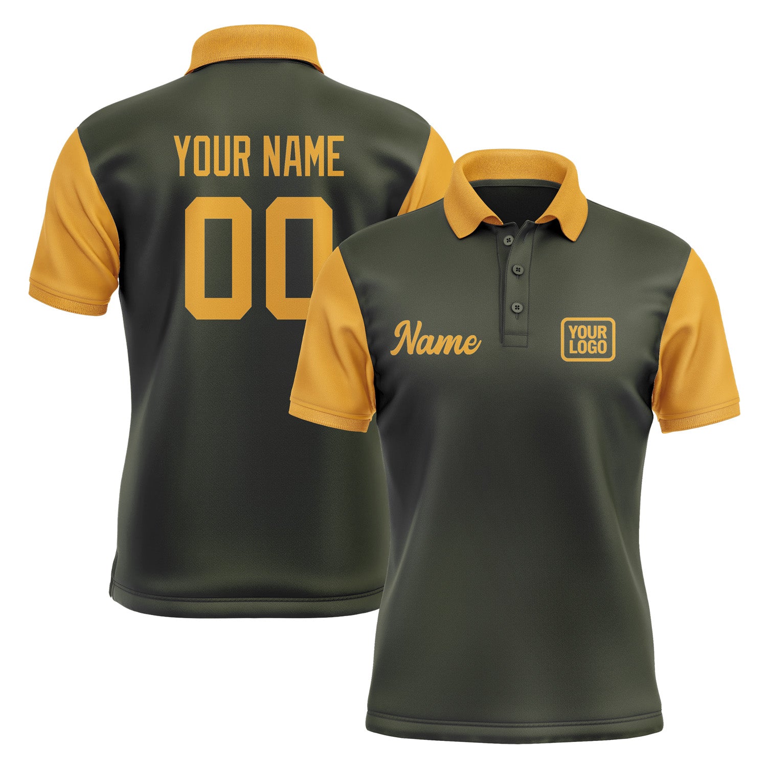 Custom Olive Yellow Short-Sleeve Polo Shirt PO021919B119