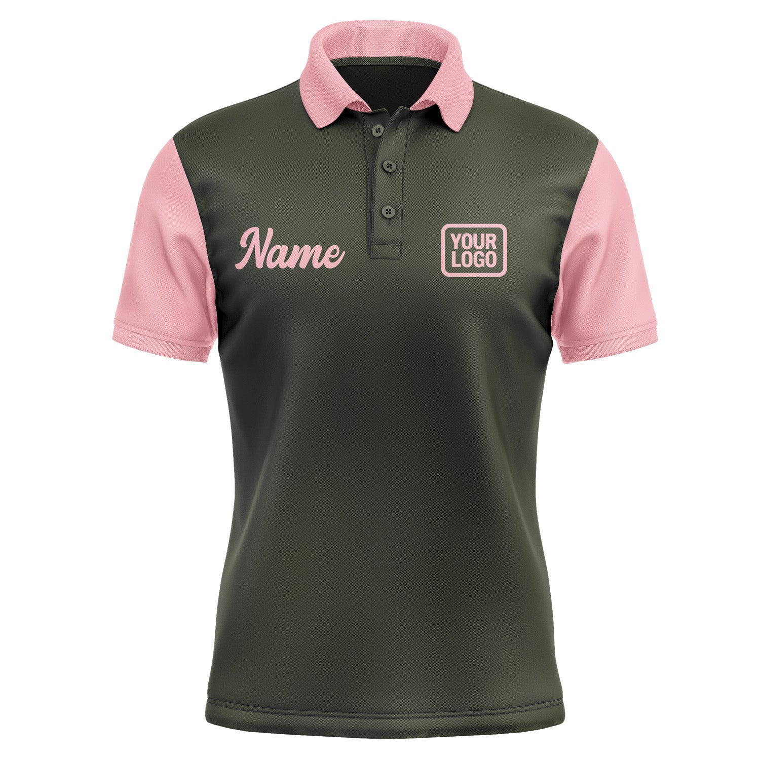 Custom Olive Light Pink Short-Sleeve Polo Shirt PO022121B121