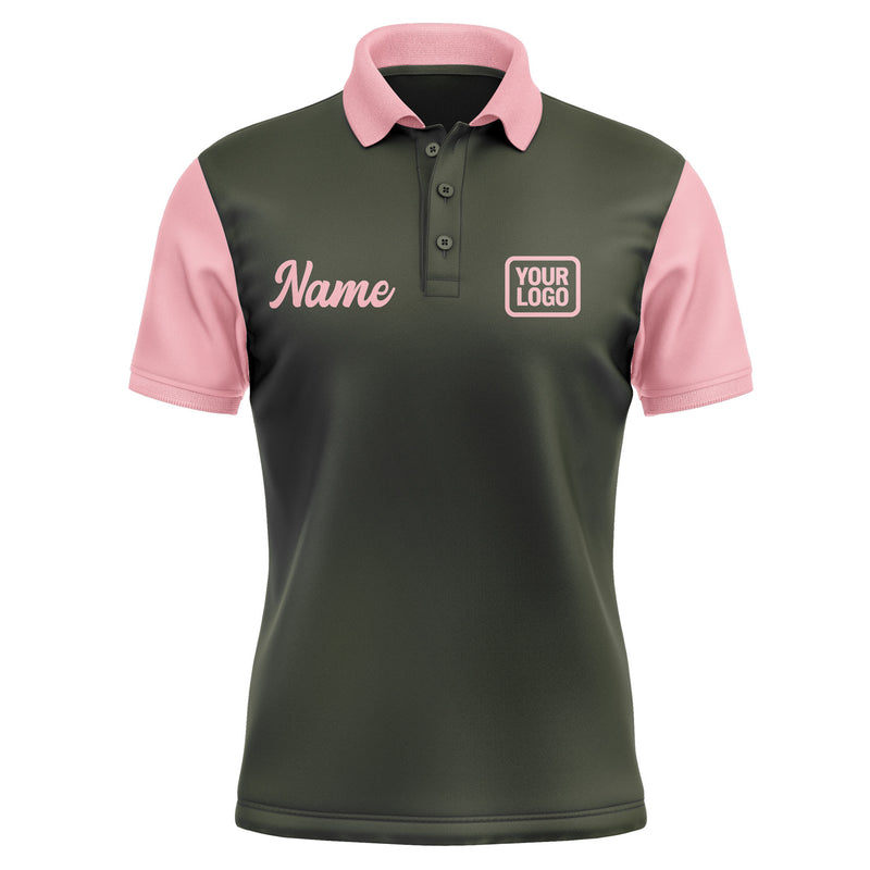 Custom Olive Light Pink Short-Sleeve Polo Shirt PO022121B121