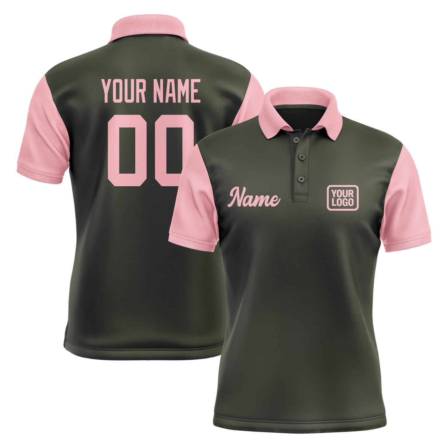 Custom Olive Light Pink Short-Sleeve Polo Shirt PO022121B121