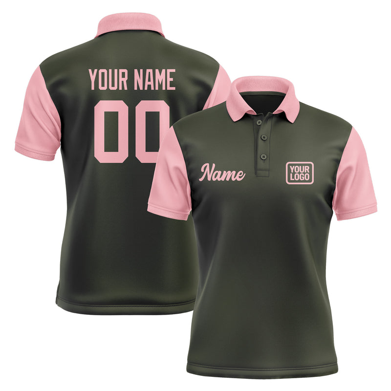 Custom Olive Light Pink Short-Sleeve Polo Shirt PO022121B121