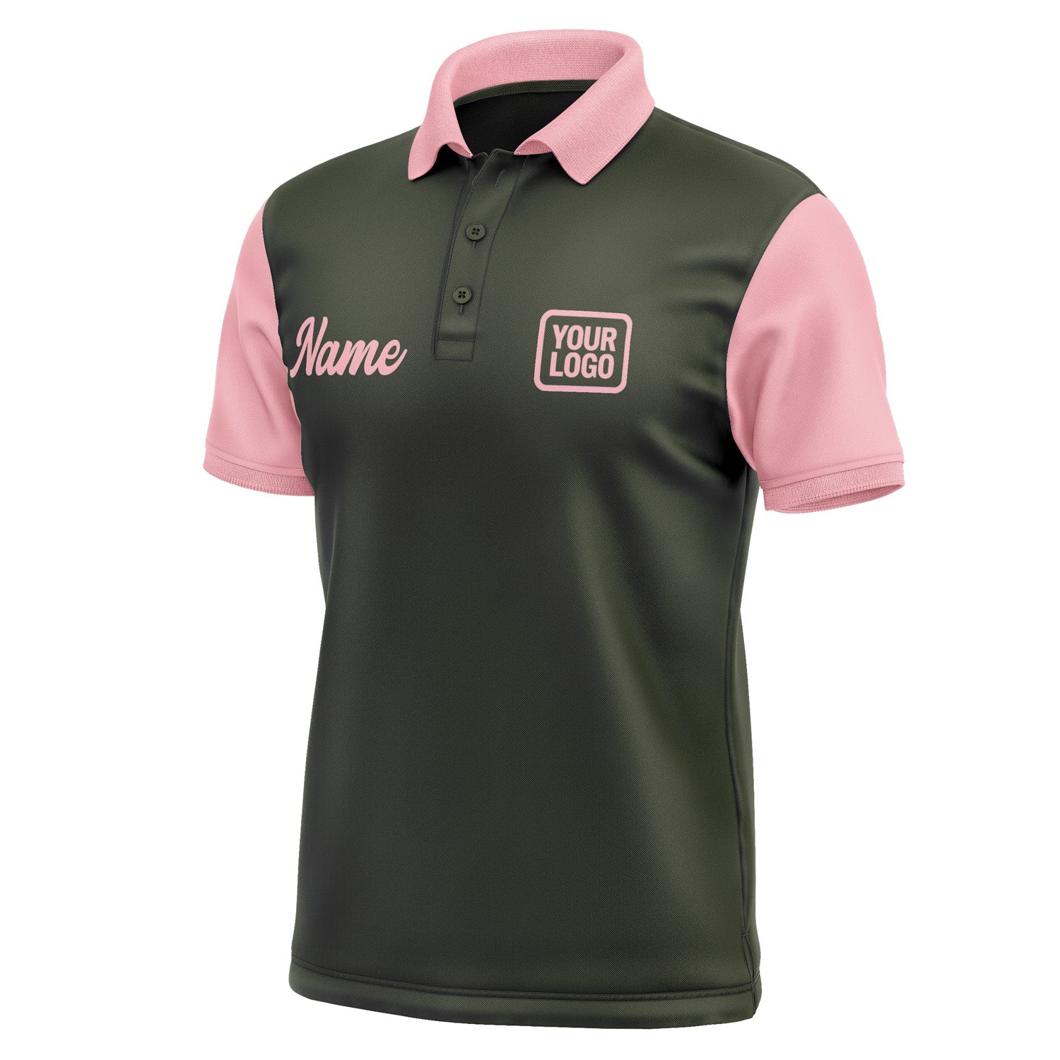 Custom Olive Light Pink Short-Sleeve Polo Shirt PO022121B121