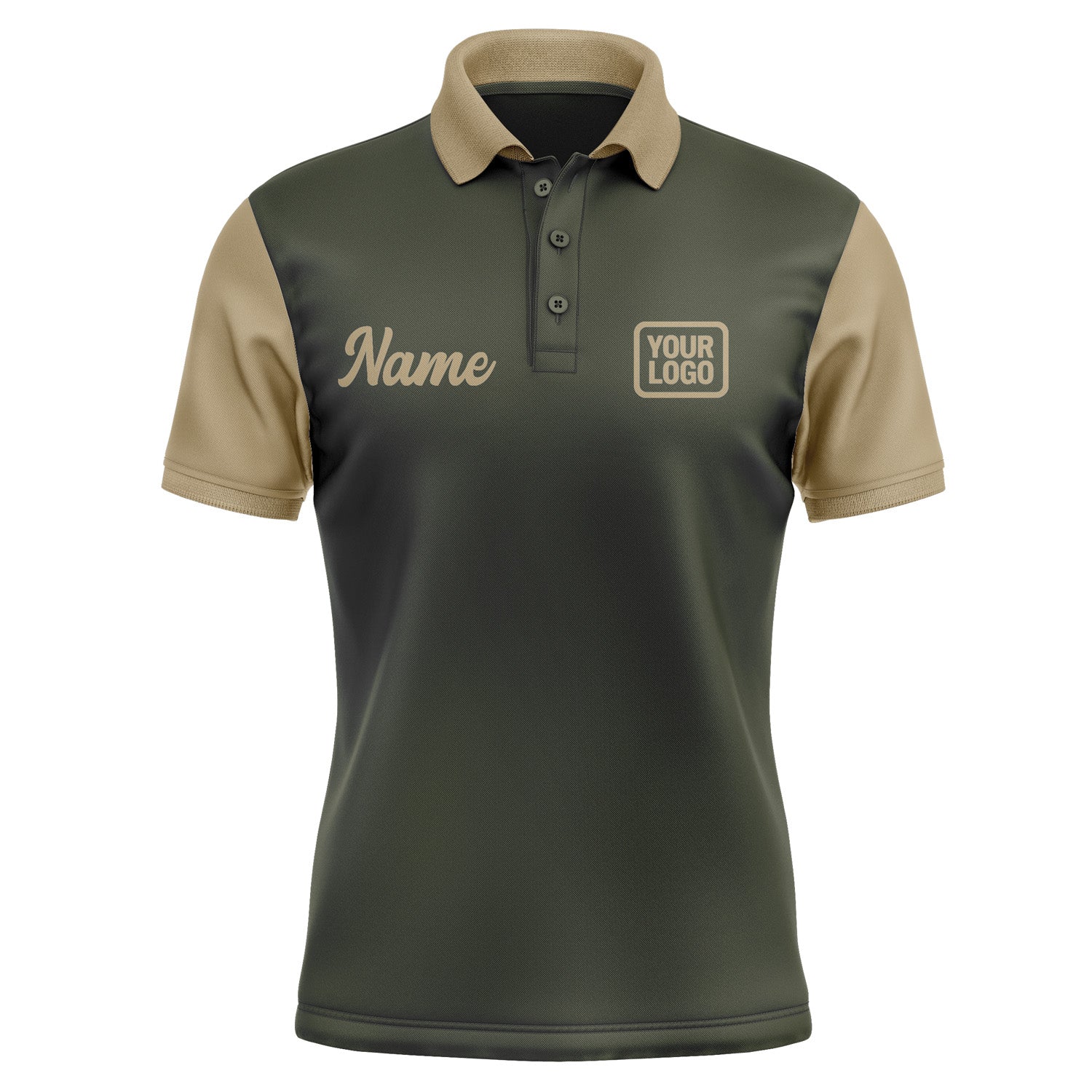 Custom Olive Light Khaki Short-Sleeve Polo Shirt PO022525B125
