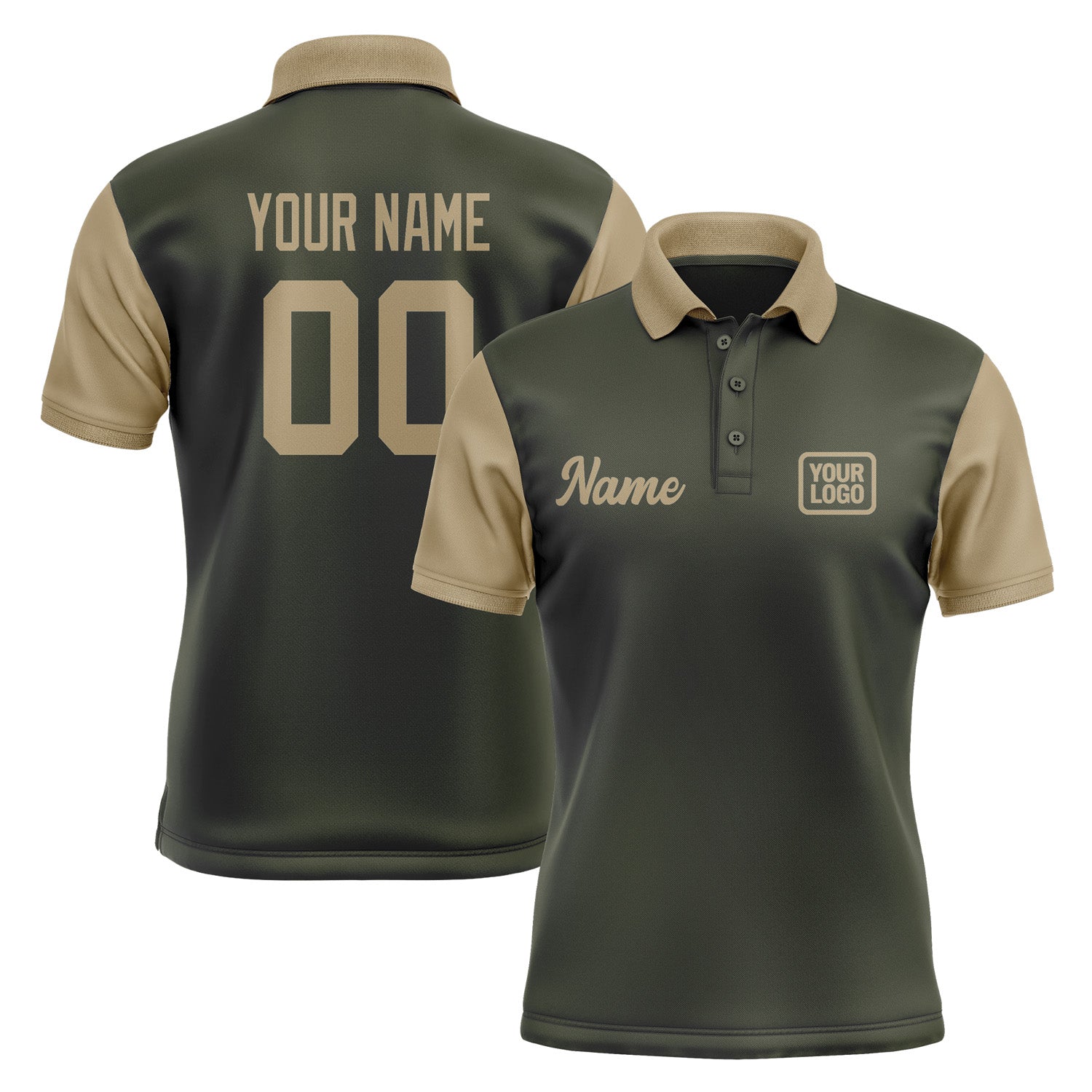Custom Olive Light Khaki Short-Sleeve Polo Shirt PO022525B125