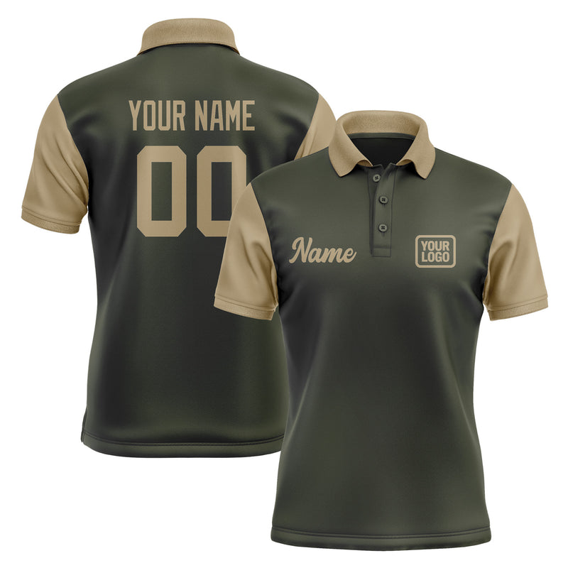 Custom Olive Light Khaki Short-Sleeve Polo Shirt PO022525B125