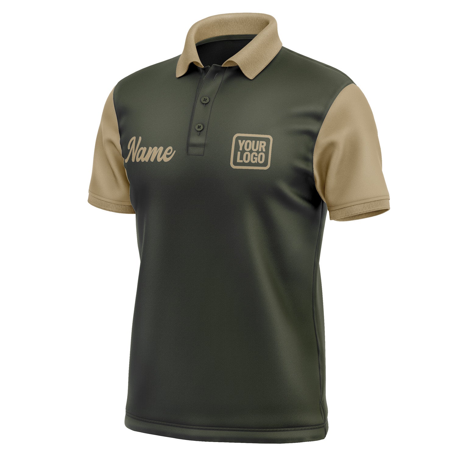 Custom Olive Light Khaki Short-Sleeve Polo Shirt PO022525B125