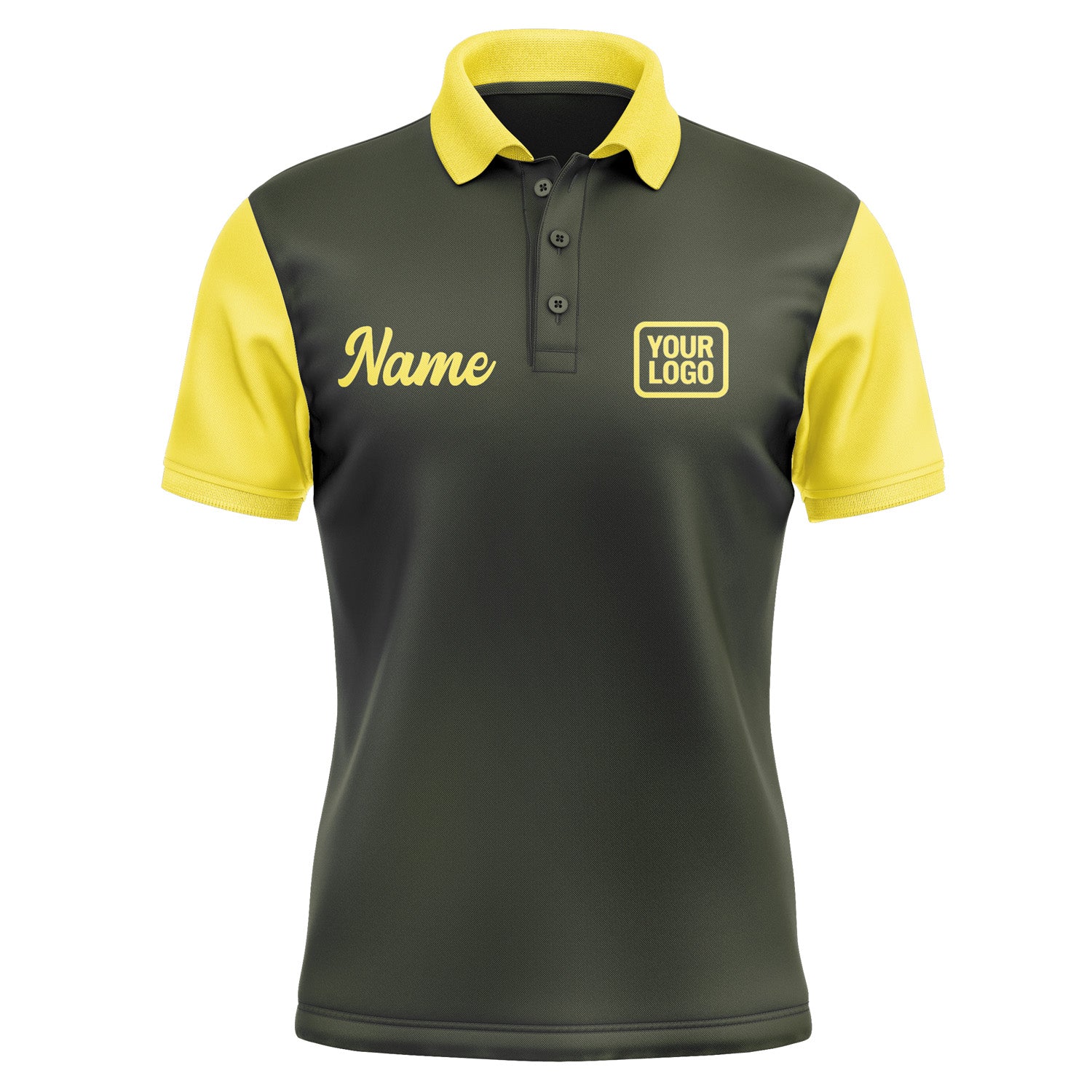 Custom Olive Light Yellow Short-Sleeve Polo Shirt PO022626B126