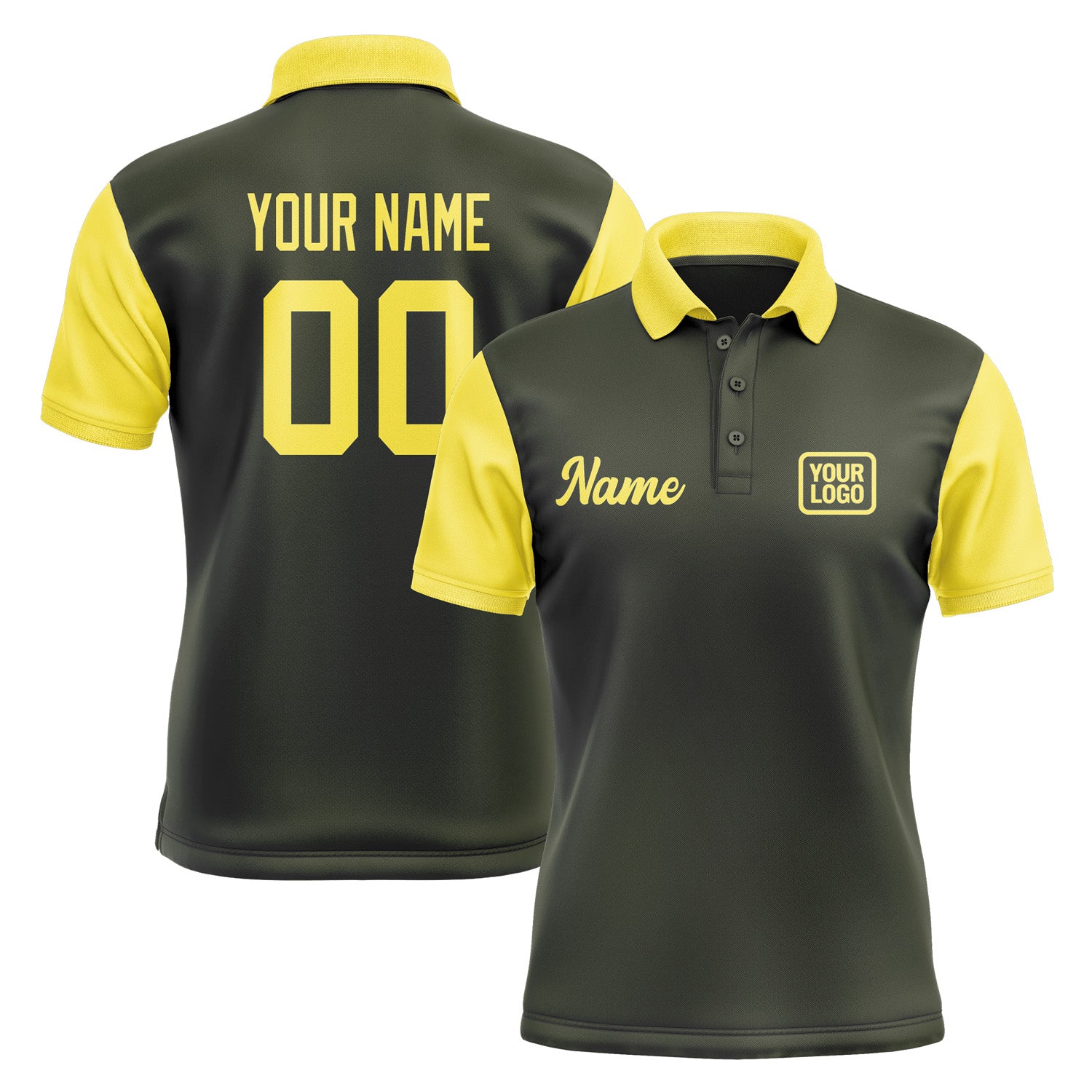 Custom Olive Light Yellow Short-Sleeve Polo Shirt PO022626B126