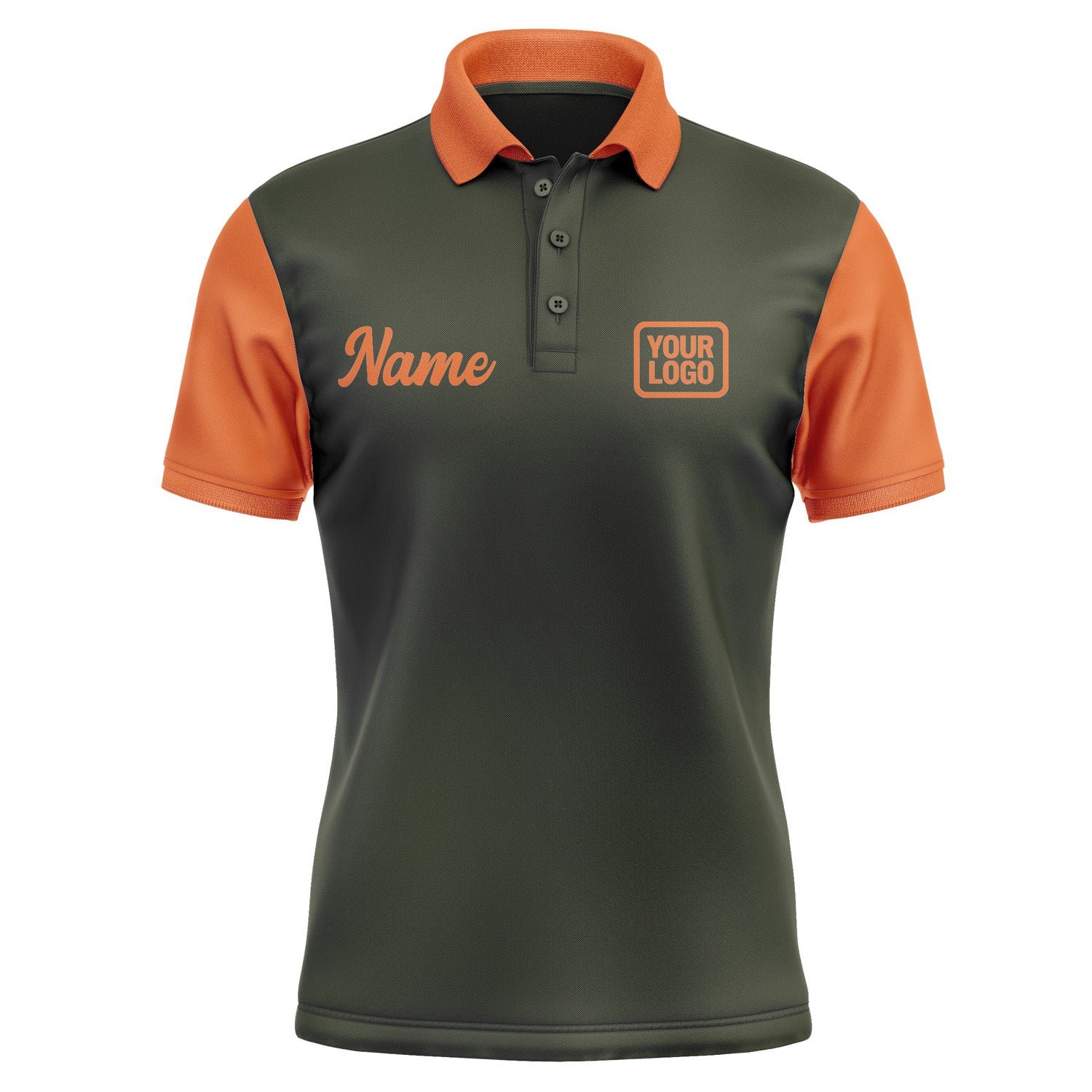 Custom Olive Orange Short-Sleeve Polo Shirt PO022828B128