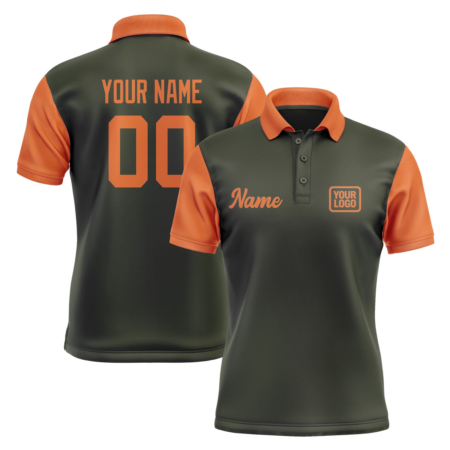 Custom Olive Orange Short-Sleeve Polo Shirt PO022828B128