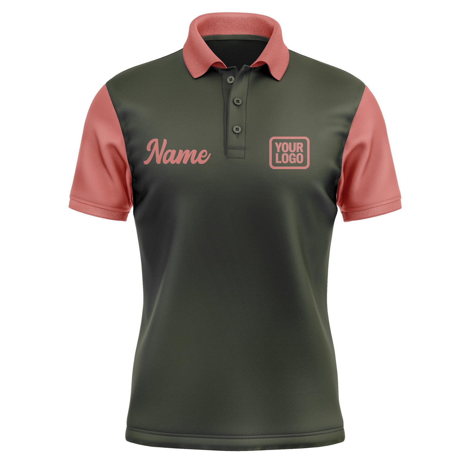 Custom Olive Copper Rose Short-Sleeve Polo Shirt PO022929B129