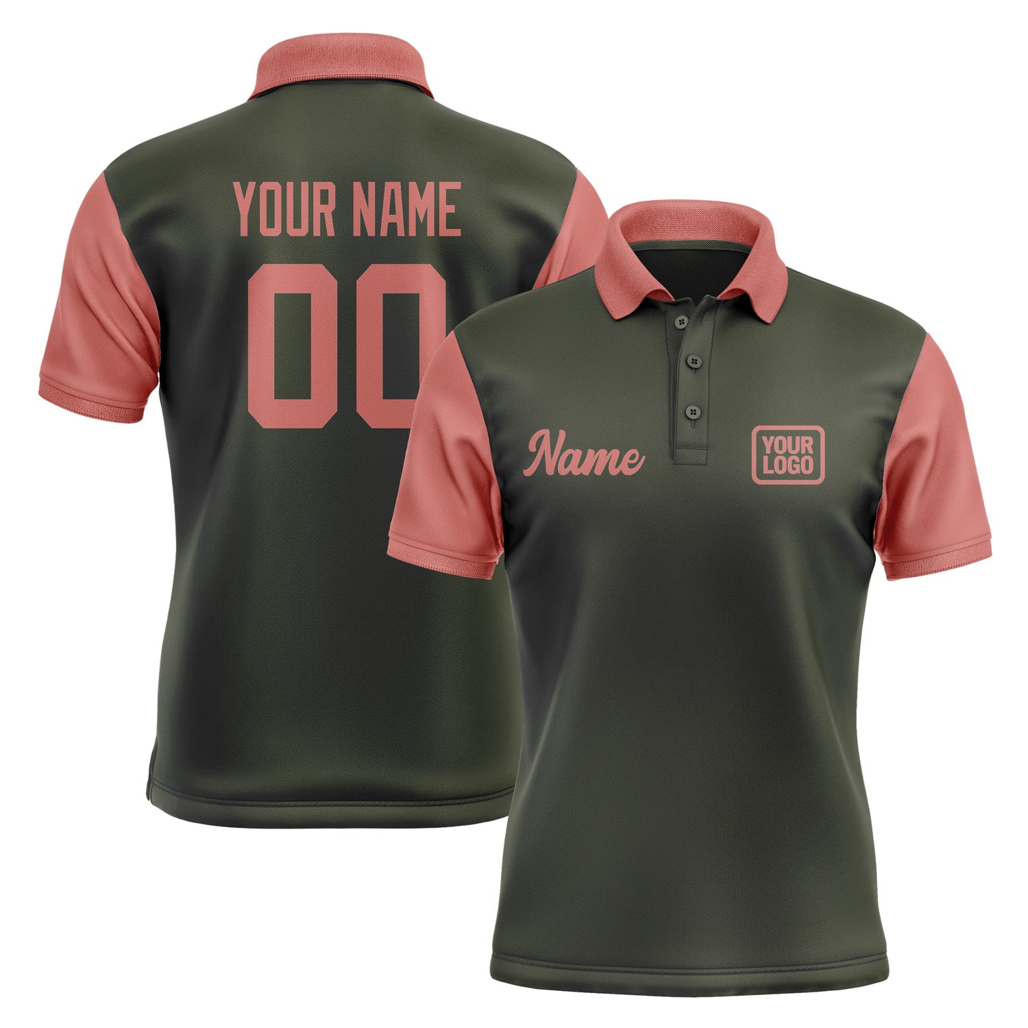 Custom Olive Copper Rose Short-Sleeve Polo Shirt PO022929B129