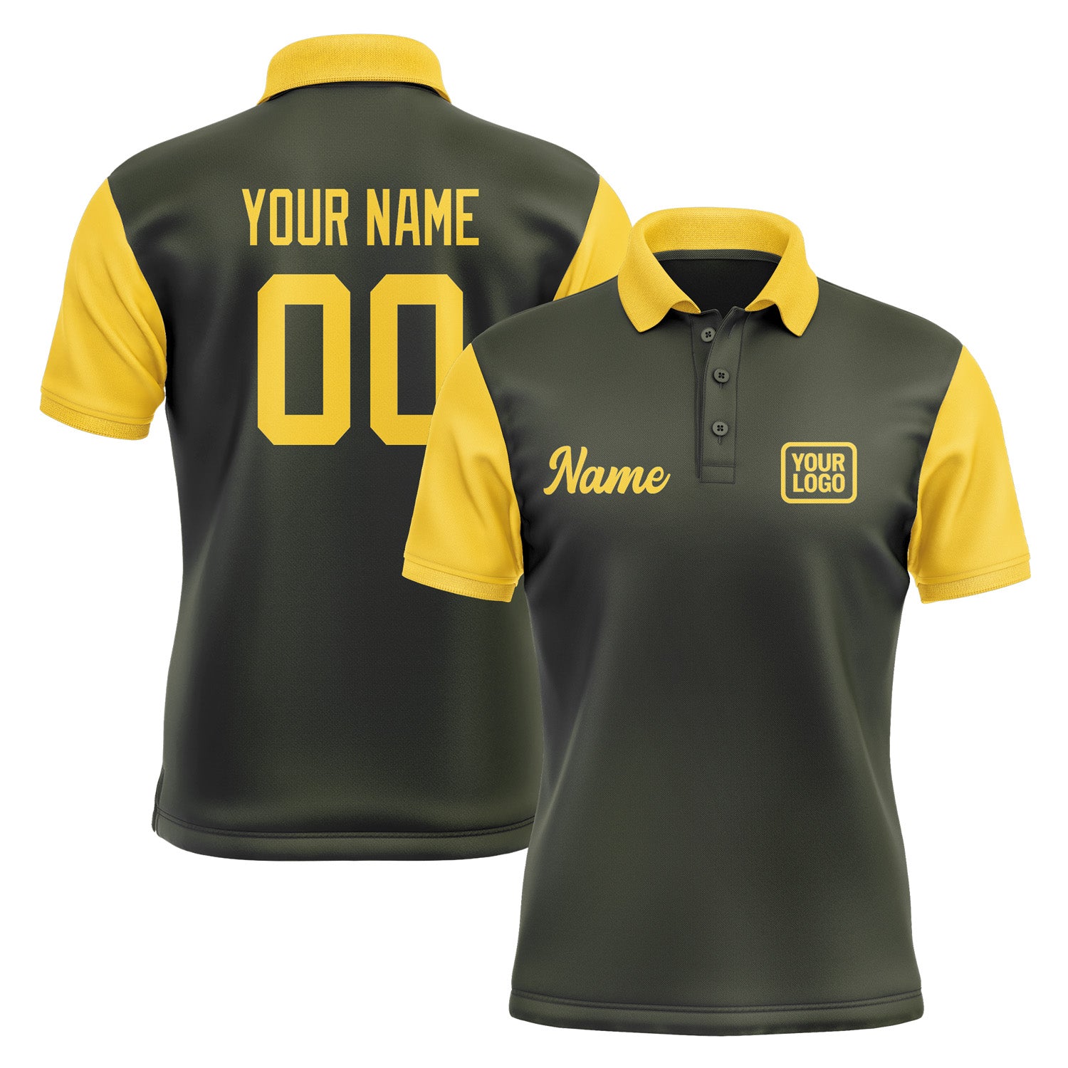 Custom Olive Gold Short-Sleeve Polo Shirt PO023030B130