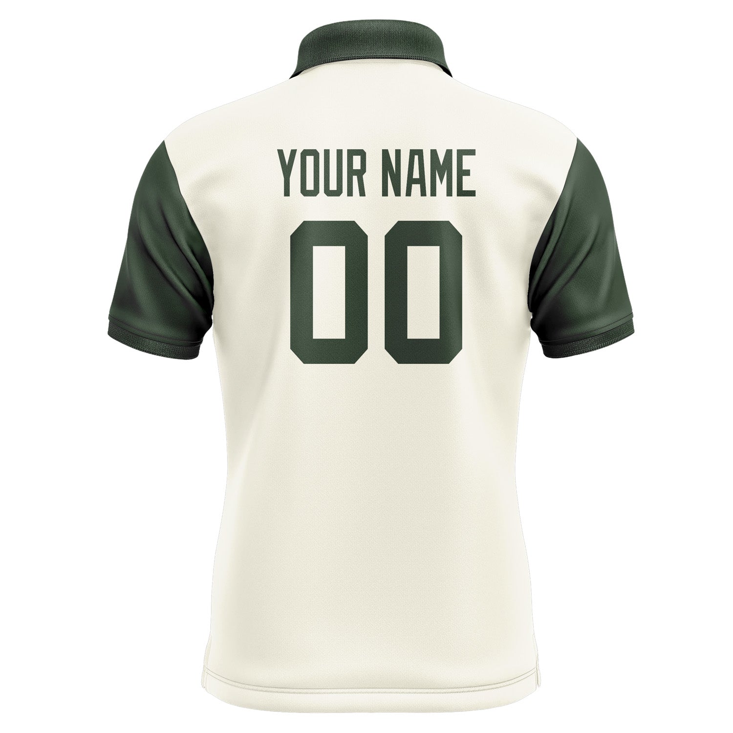 Custom Cream Dark Green Short-Sleeve Polo Shirt PO030606B106