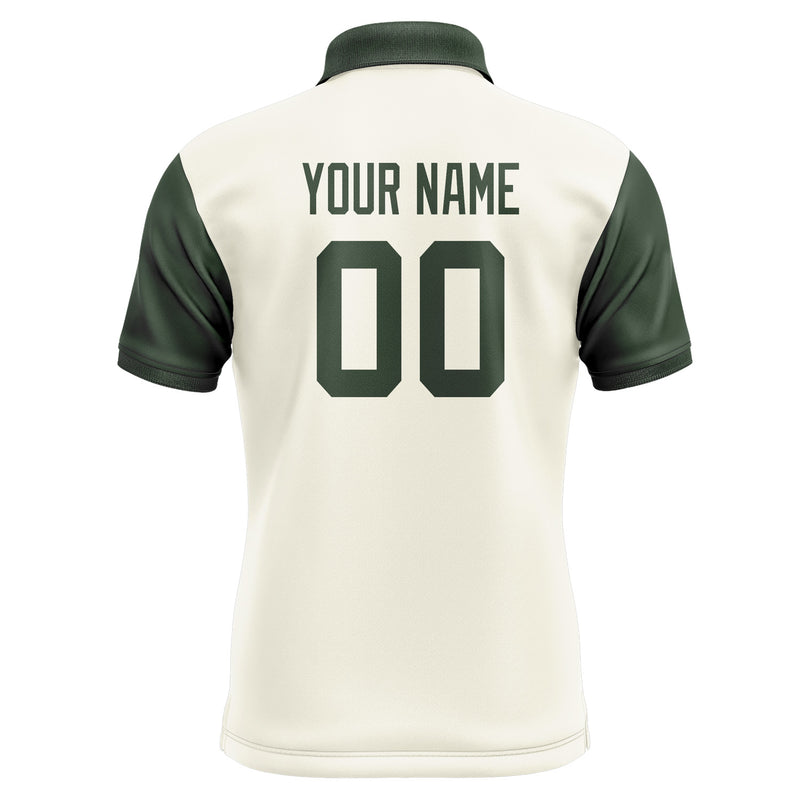 Custom Cream Dark Green Short-Sleeve Polo Shirt PO030606B106