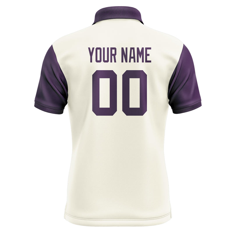 Custom Cream Purple Short-Sleeve Polo Shirt PO030707B107