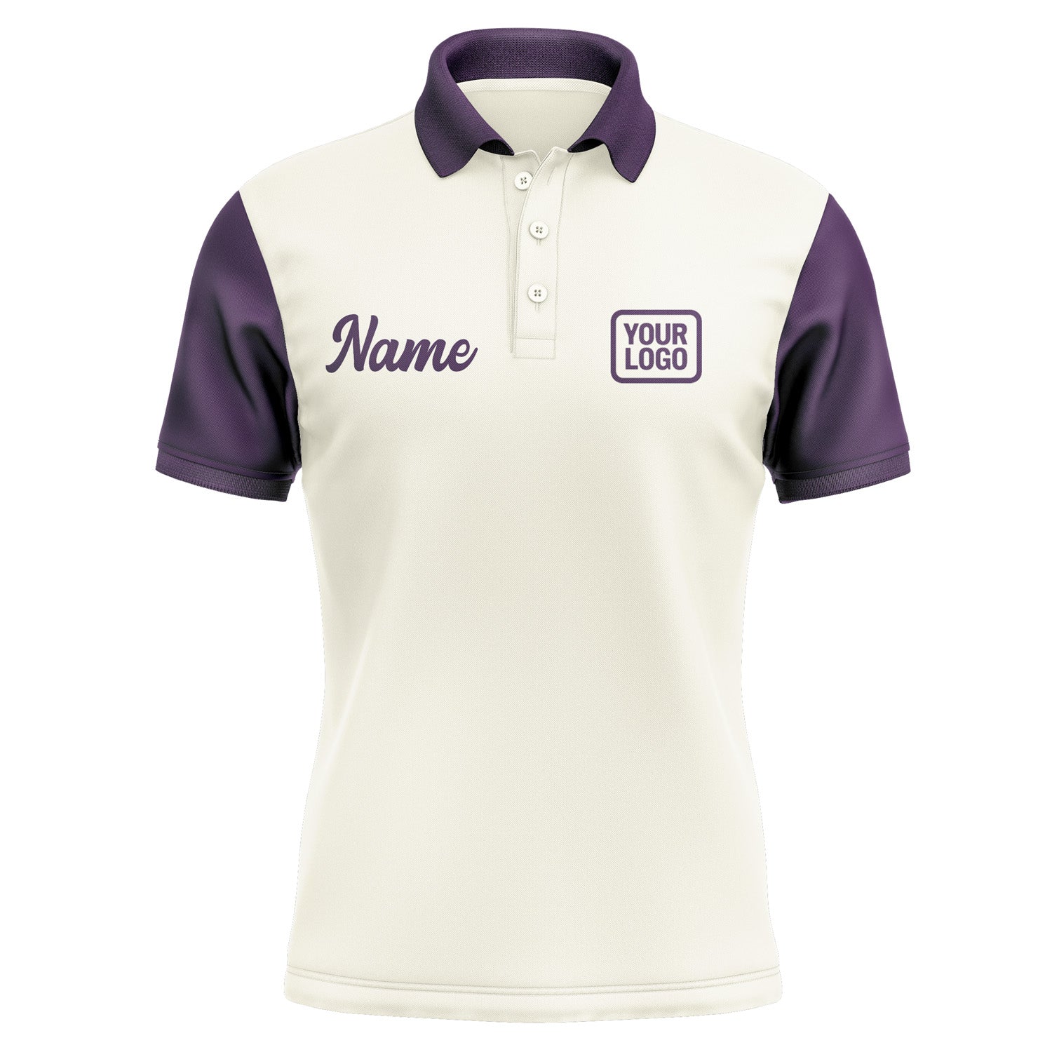 Custom Cream Purple Short-Sleeve Polo Shirt PO030707B107