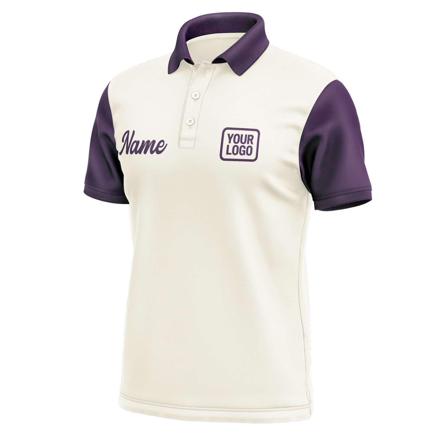 Custom Cream Purple Short-Sleeve Polo Shirt PO030707B107