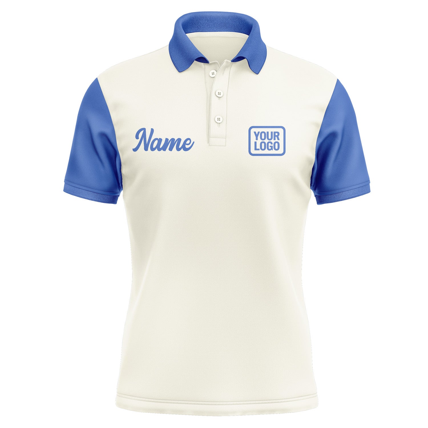 Custom Cream Sky Blue Short-Sleeve Polo Shirt PO030909B109