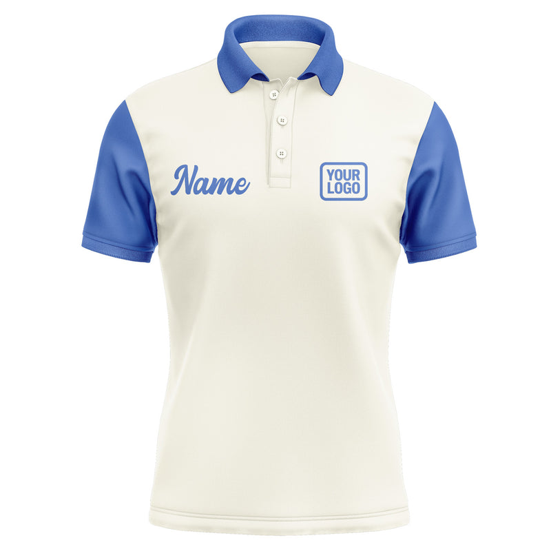 Custom Cream Sky Blue Short-Sleeve Polo Shirt PO030909B109