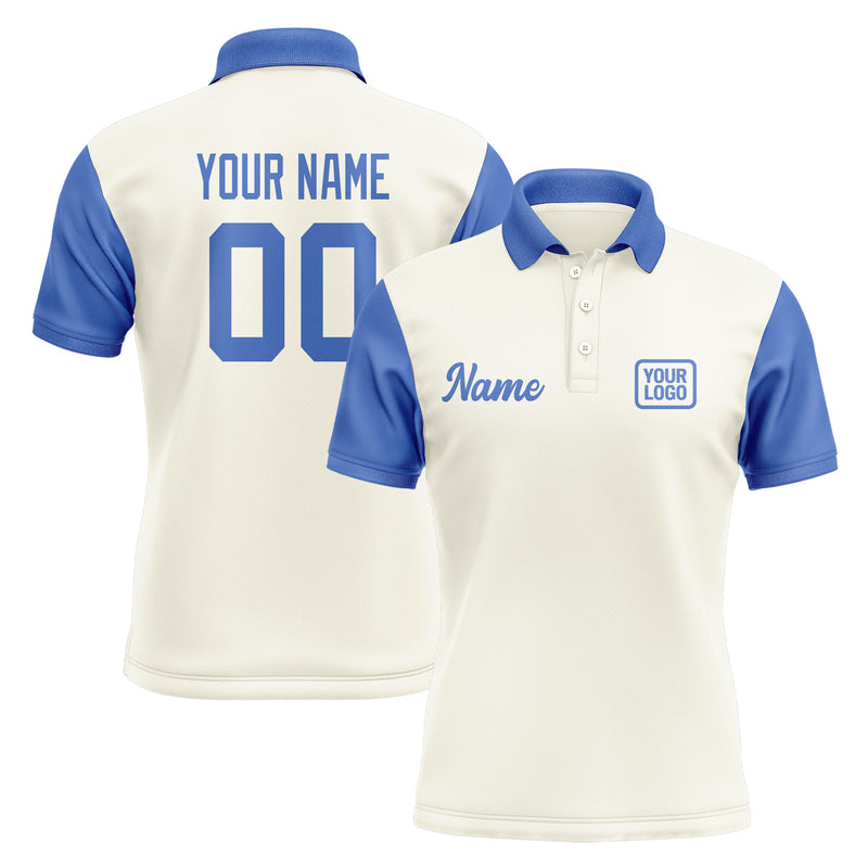 Custom Cream Sky Blue Short-Sleeve Polo Shirt PO030909B109