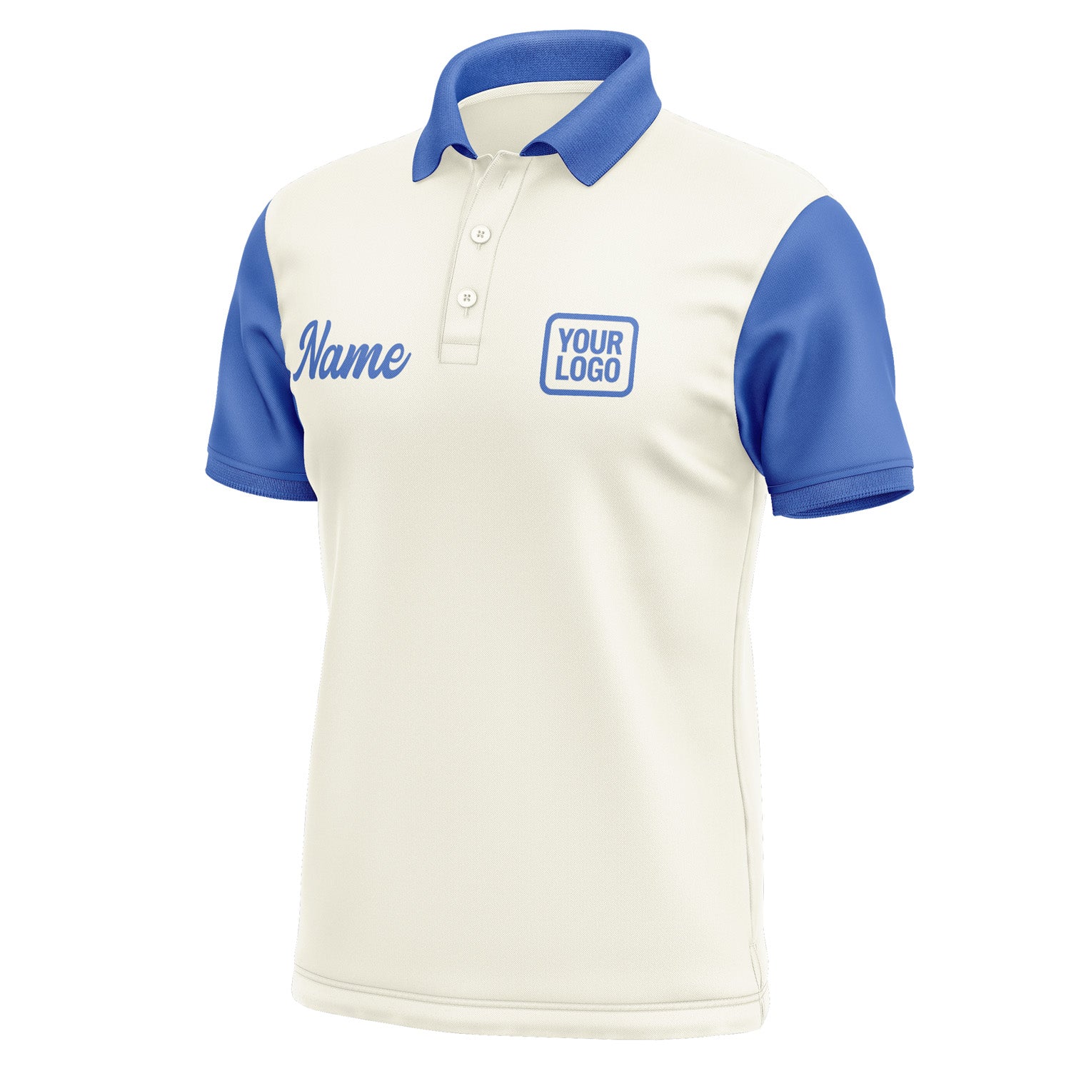 Custom Cream Sky Blue Short-Sleeve Polo Shirt PO030909B109