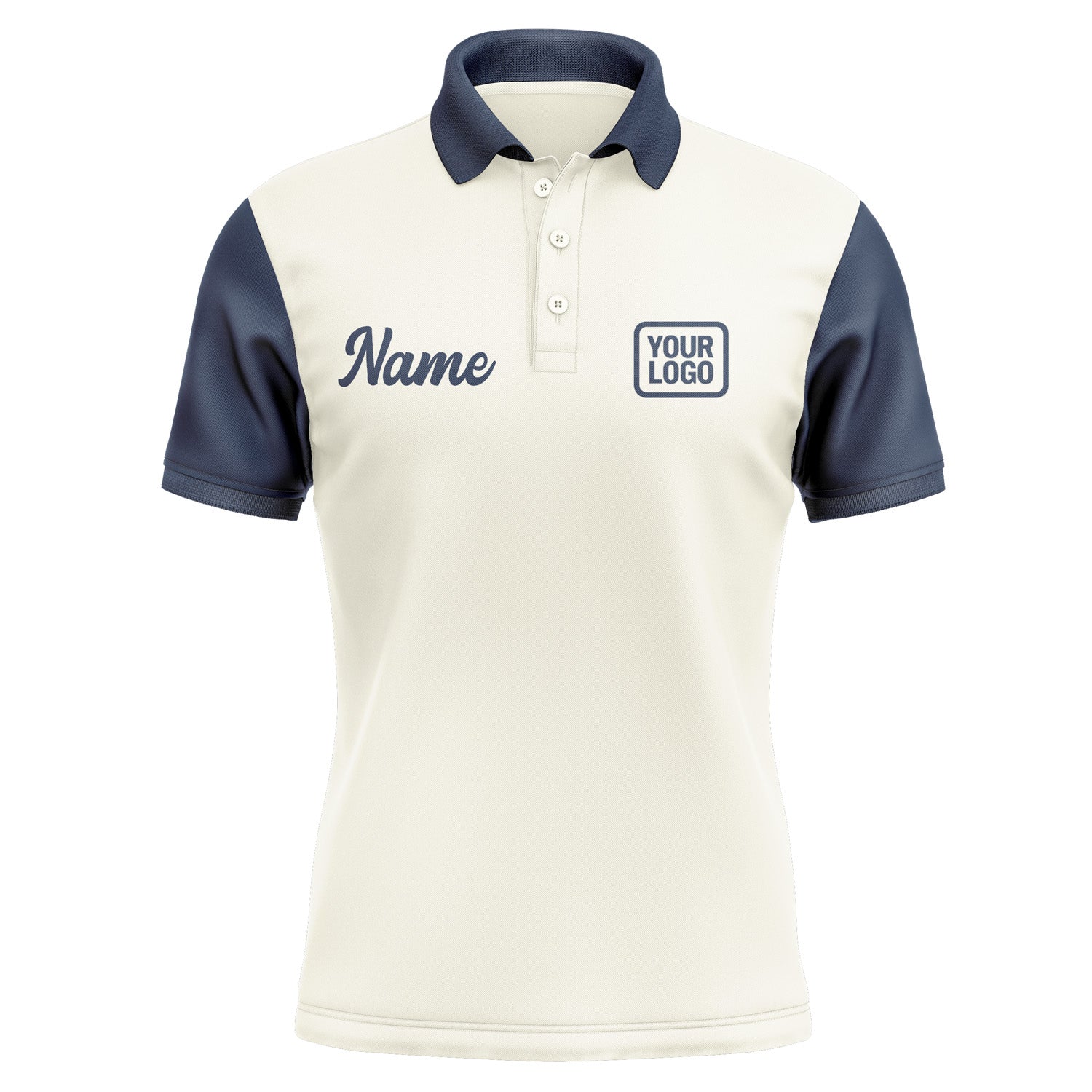 Custom Cream Blue Short-Sleeve Polo Shirt PO031010B110