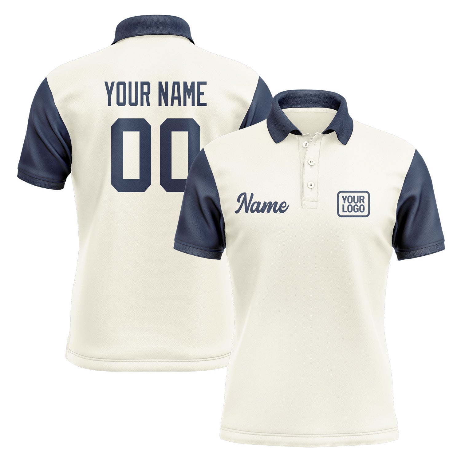 Custom Cream Blue Short-Sleeve Polo Shirt PO031010B110