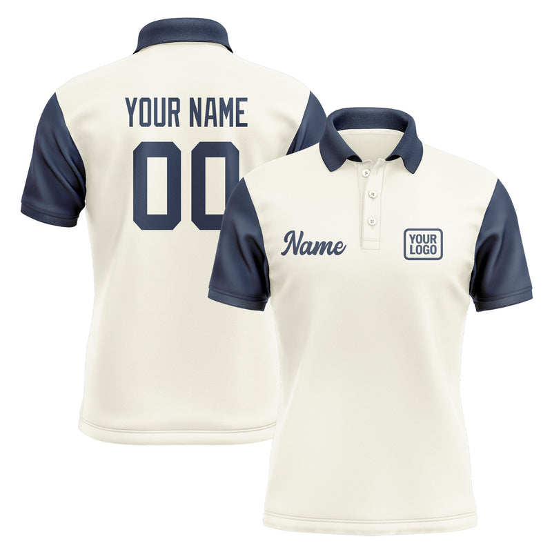 Custom Cream Blue Short-Sleeve Polo Shirt PO031010B110