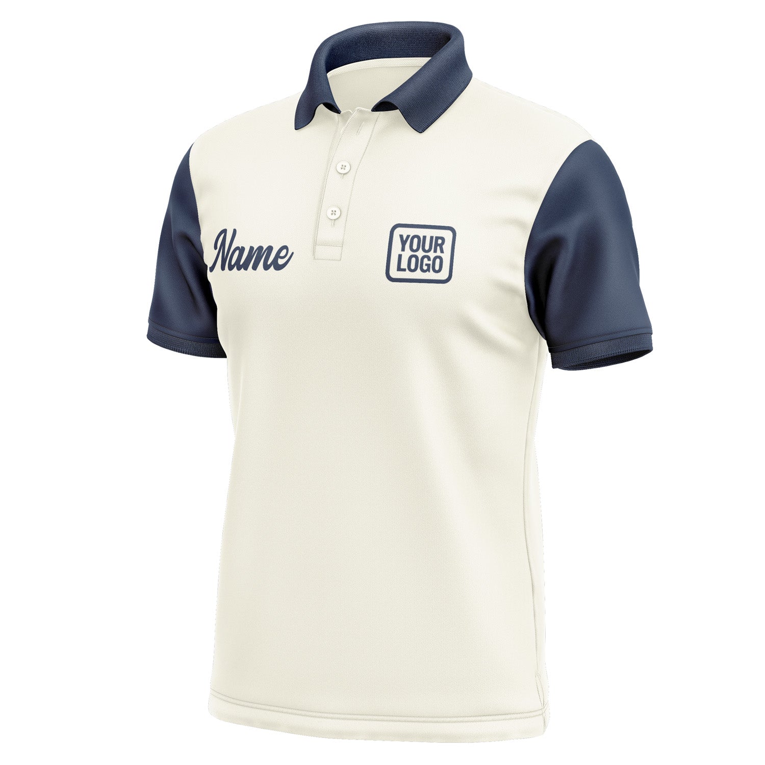 Custom Cream Blue Short-Sleeve Polo Shirt PO031010B110