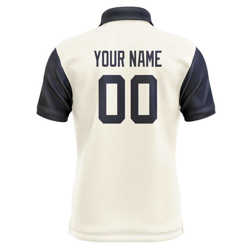 Custom Cream Navy Short-Sleeve Polo Shirt PO031111B111