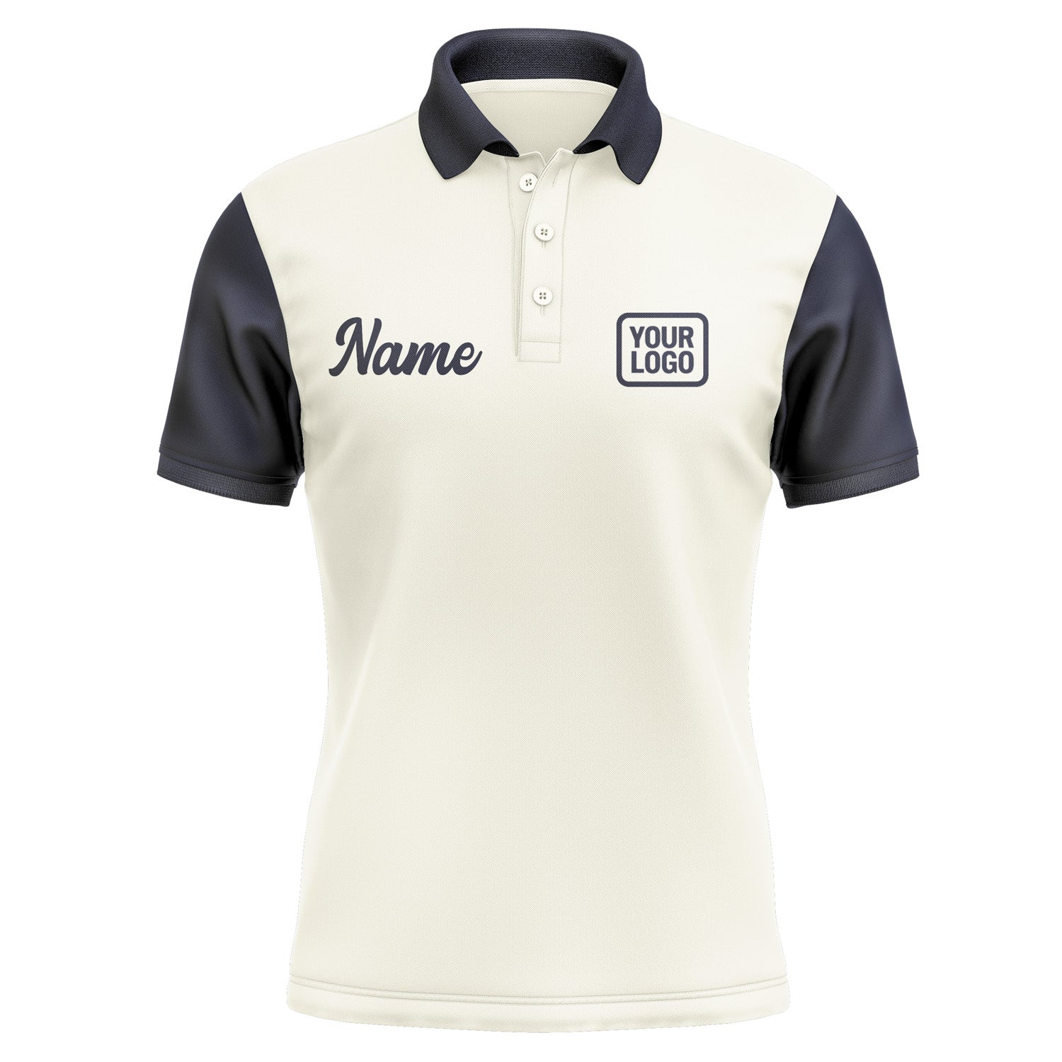 Custom Cream Navy Short-Sleeve Polo Shirt PO031111B111