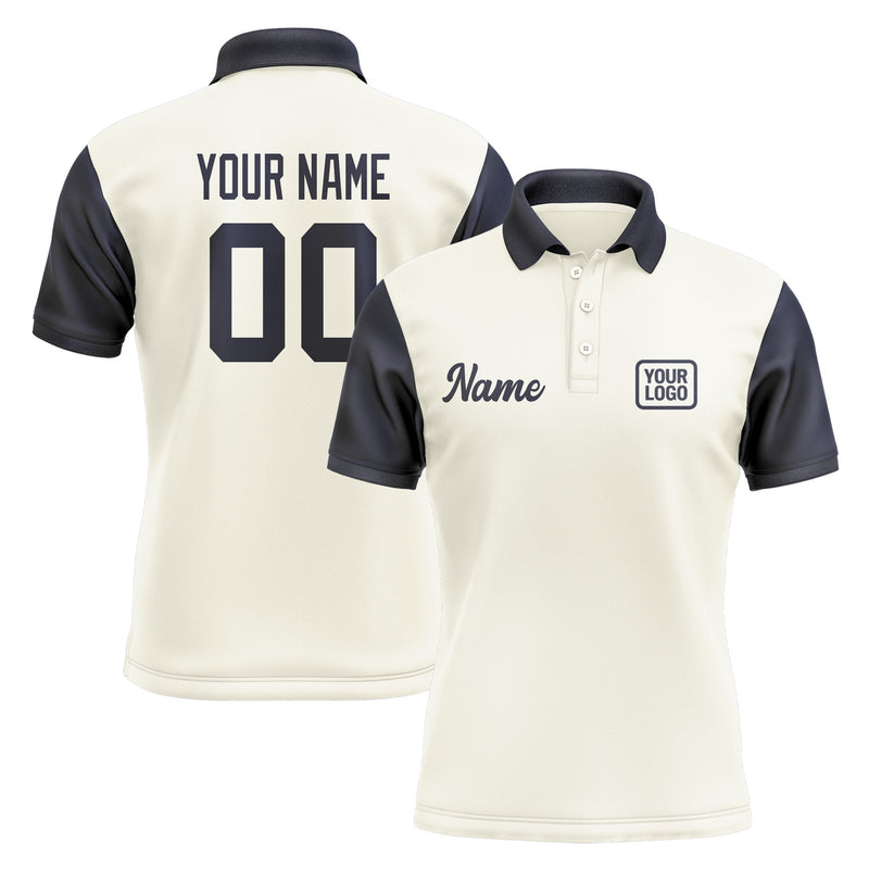 Custom Cream Navy Short-Sleeve Polo Shirt PO031111B111