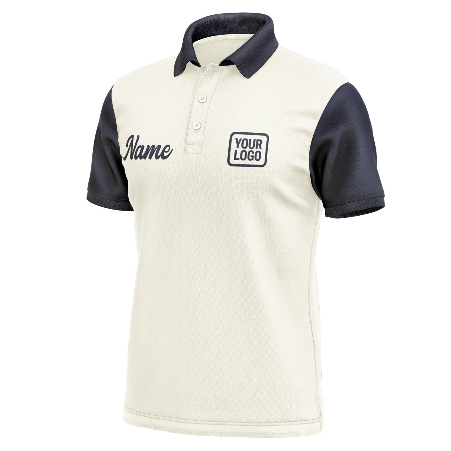 Custom Cream Navy Short-Sleeve Polo Shirt PO031111B111