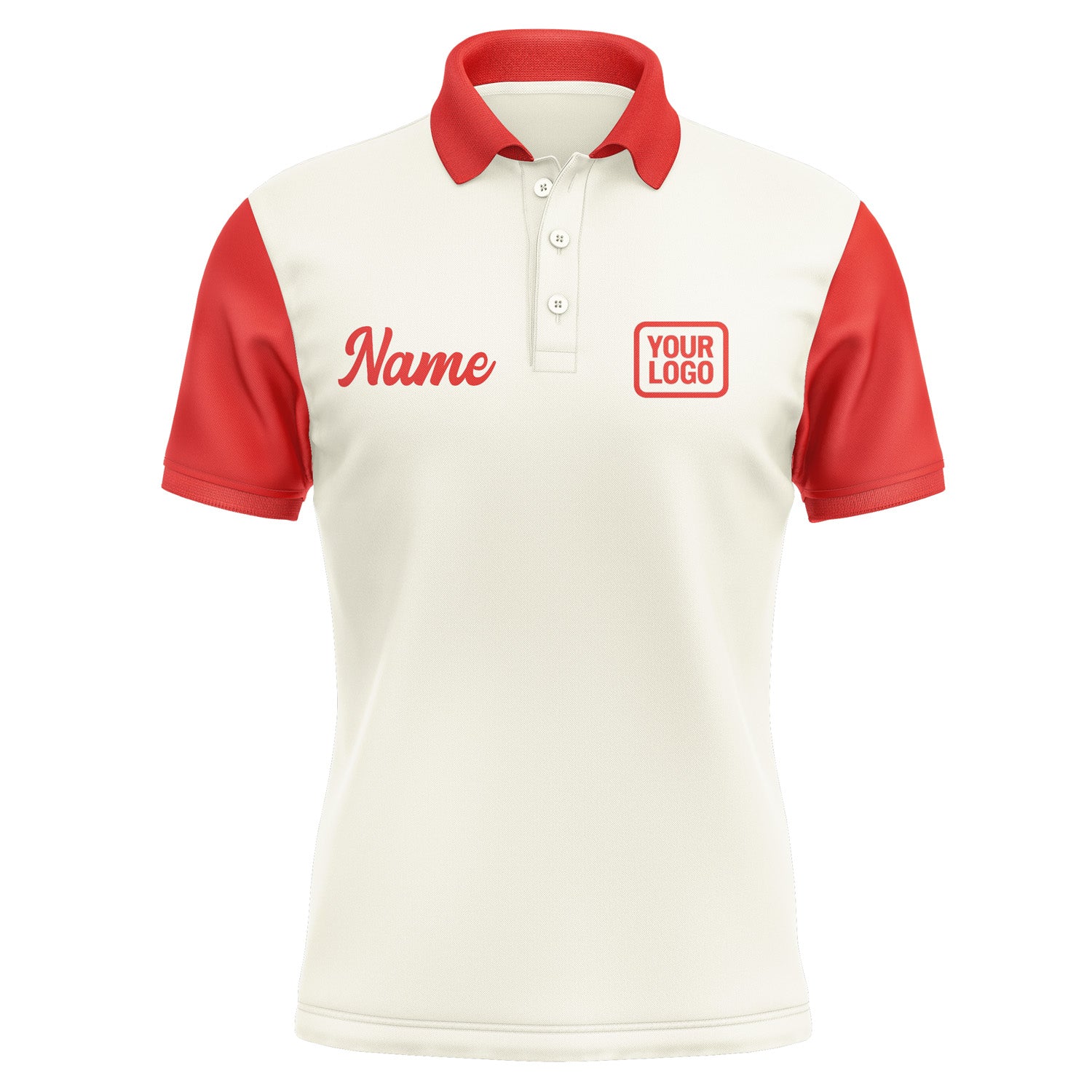 Custom Cream Orange Red Short-Sleeve Polo Shirt PO031212B112