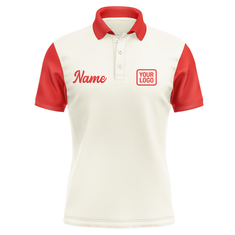 Custom Cream Orange Red Short-Sleeve Polo Shirt PO031212B112