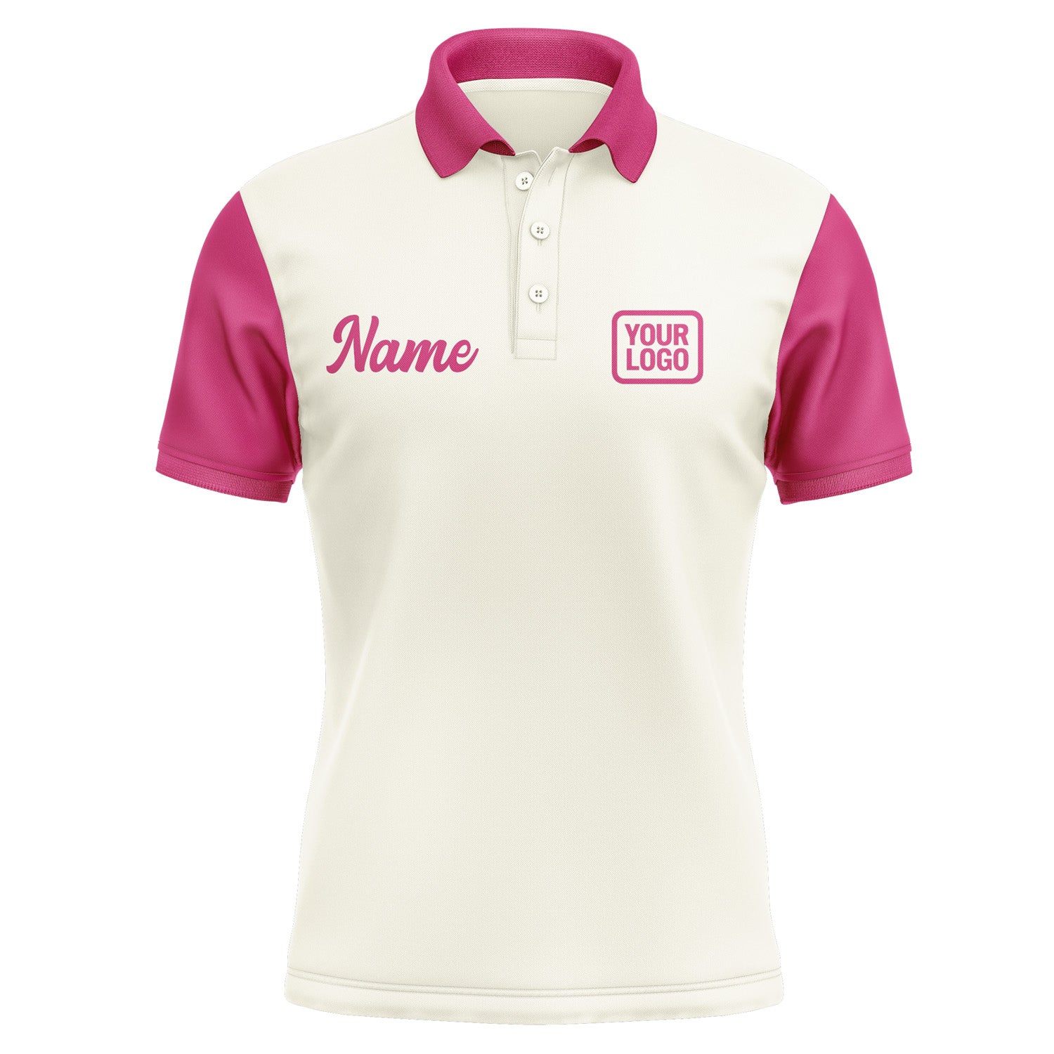 Custom Cream Pink Short-Sleeve Polo Shirt PO031313B113